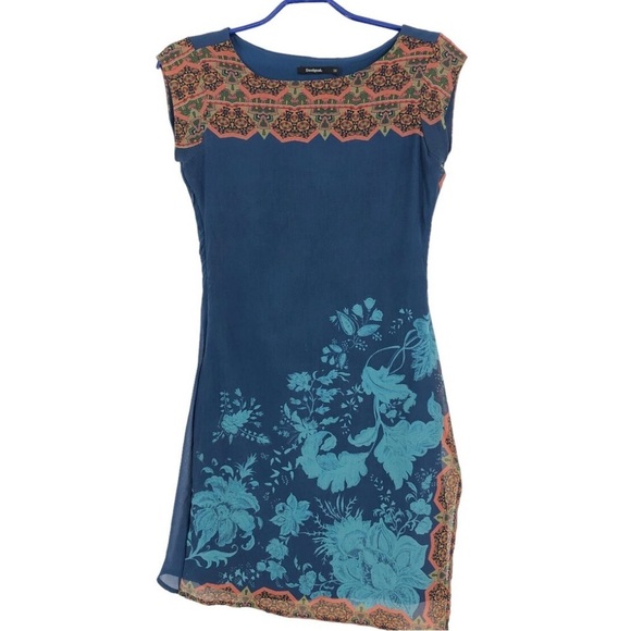 DESIGUAL Women Asymmetric Knee-Length Dress Size UK:38 size medium fully lined - Picture 3 of 17